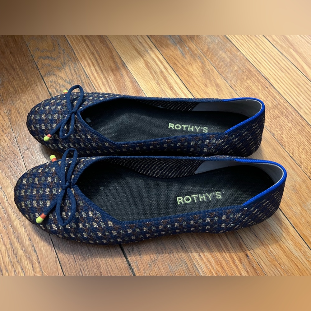 Rothy's multicolored metallic flats.